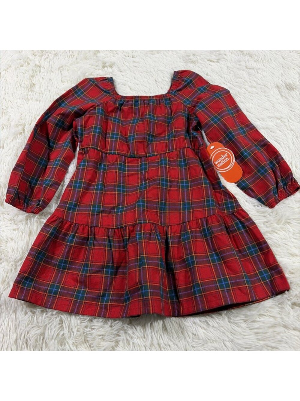 Wonder Nation Girls NWT 3T red plaid holiday dress country boho